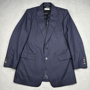 Dries Van Noten Wool Cashmere Pinstripe Blazer Sport Coat Men's 48 Slim Blue